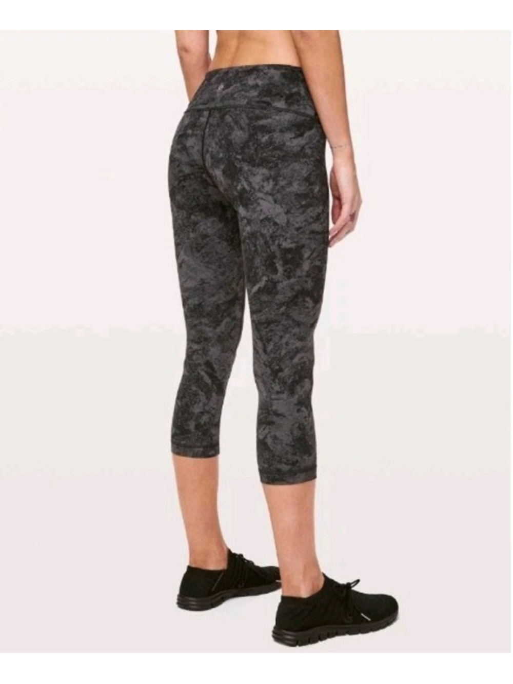 Lululemon Wunder Under Crop III Sz 6 Washed Marble Titanium Deep Coal Luxtreme